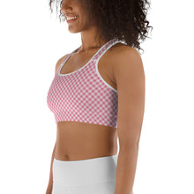Load image into Gallery viewer, Gingham Pink Women&#39;s Sports Bra
