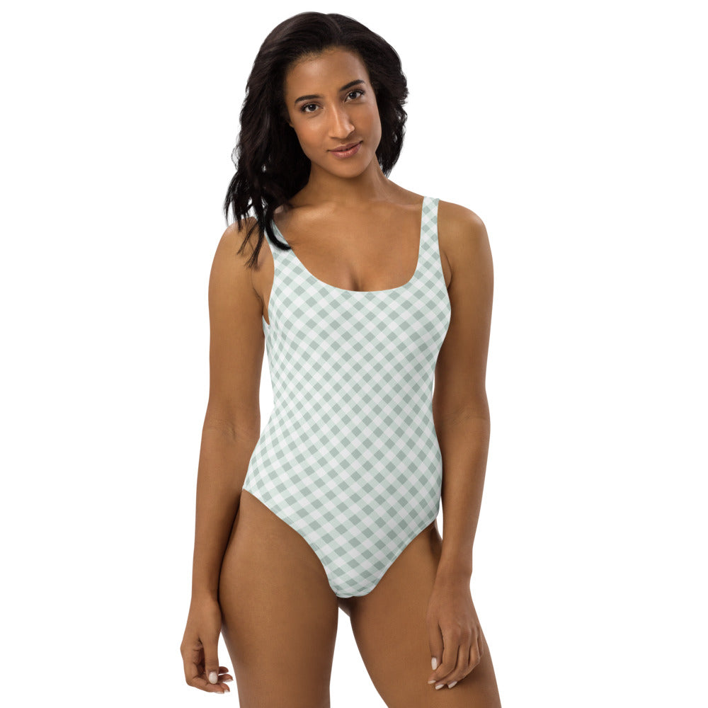 Gingham Green Women's One-Piece Swimsuit
