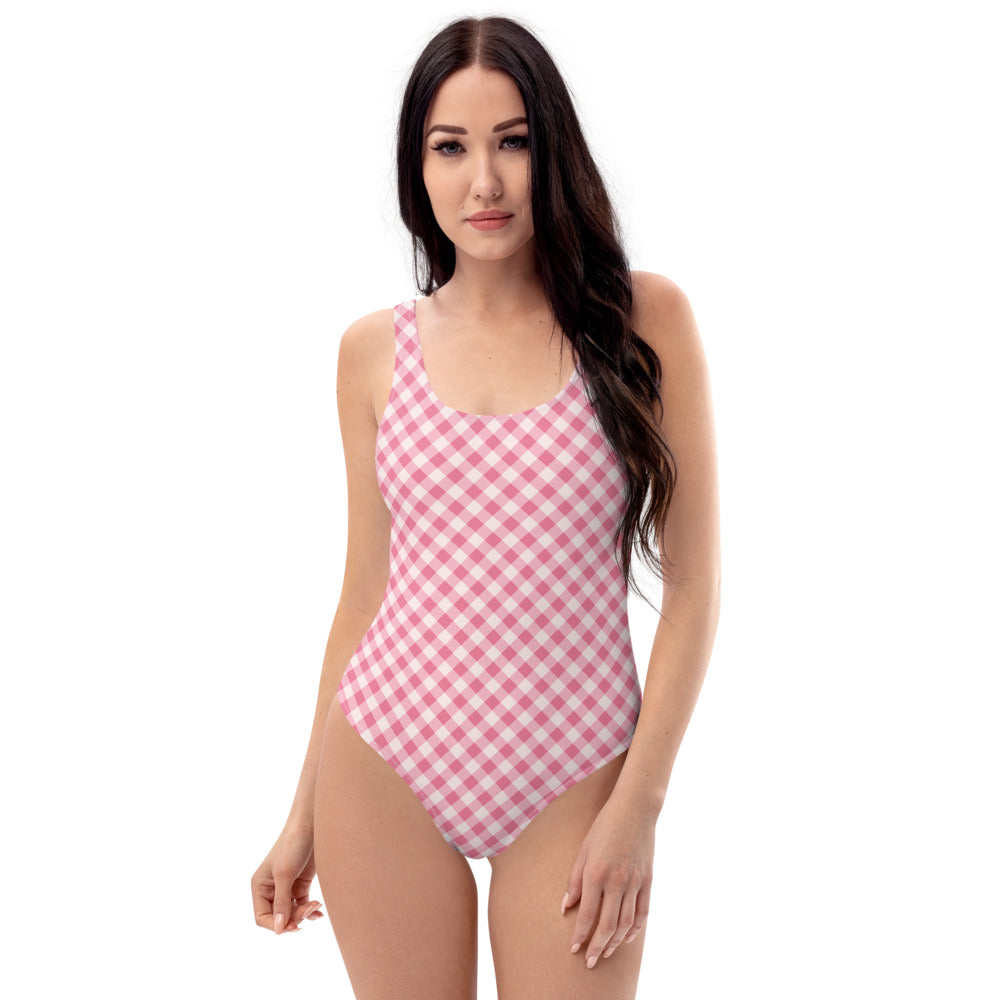 Gingham Pink Women's One-Piece Swimsuit